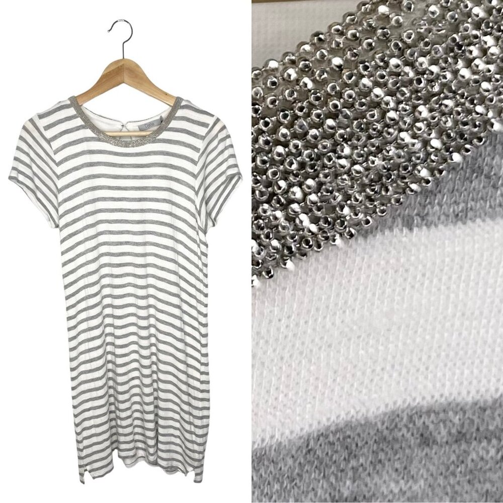 Embellished Neck Tshirt Dress Size M Lined